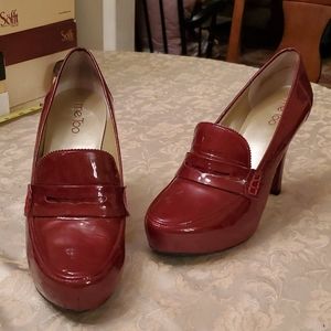 Red patent leather heels